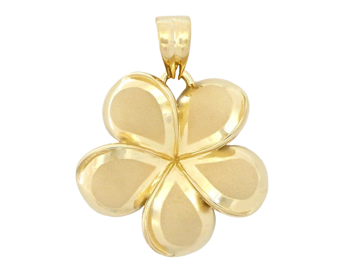 Hawaiian 14K Gold plumeria Pendant #8 featuring a detailed floral design.