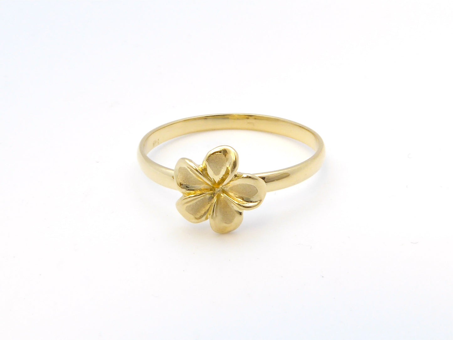 Hawaiian 14K Gold plumeria Ring #3 featuring a detailed floral design.