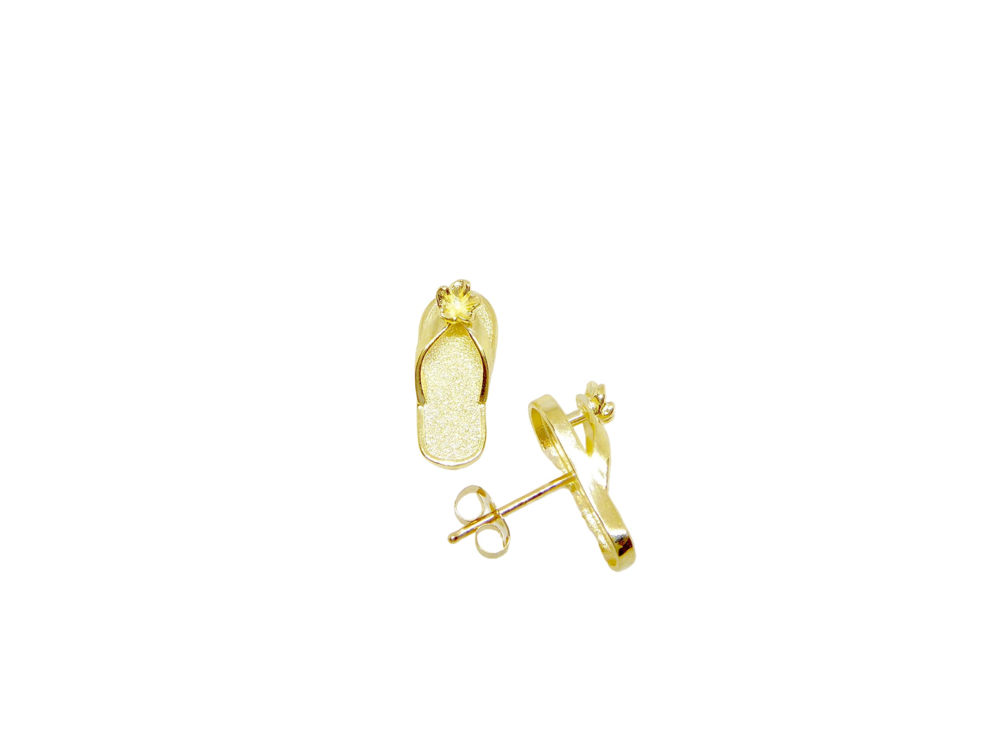 Small 14K gold slipper earring with detailed design, perfect for elegant jewelry collection.