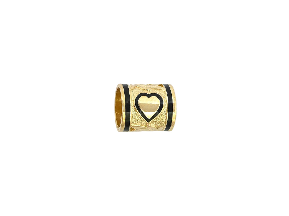 Hawaiian 14K Gold tube heart pendant, 10mm size with smooth polished finish, elegant jewelry accessory.