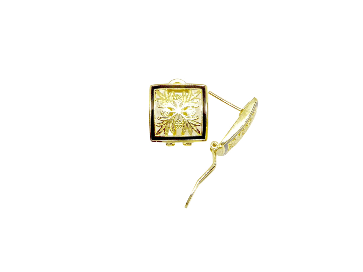 Small 14K gold Ulu Quilt Earring by Ashley's Gift Shop, showcasing intricate quilted design and elegant craftsmanship.