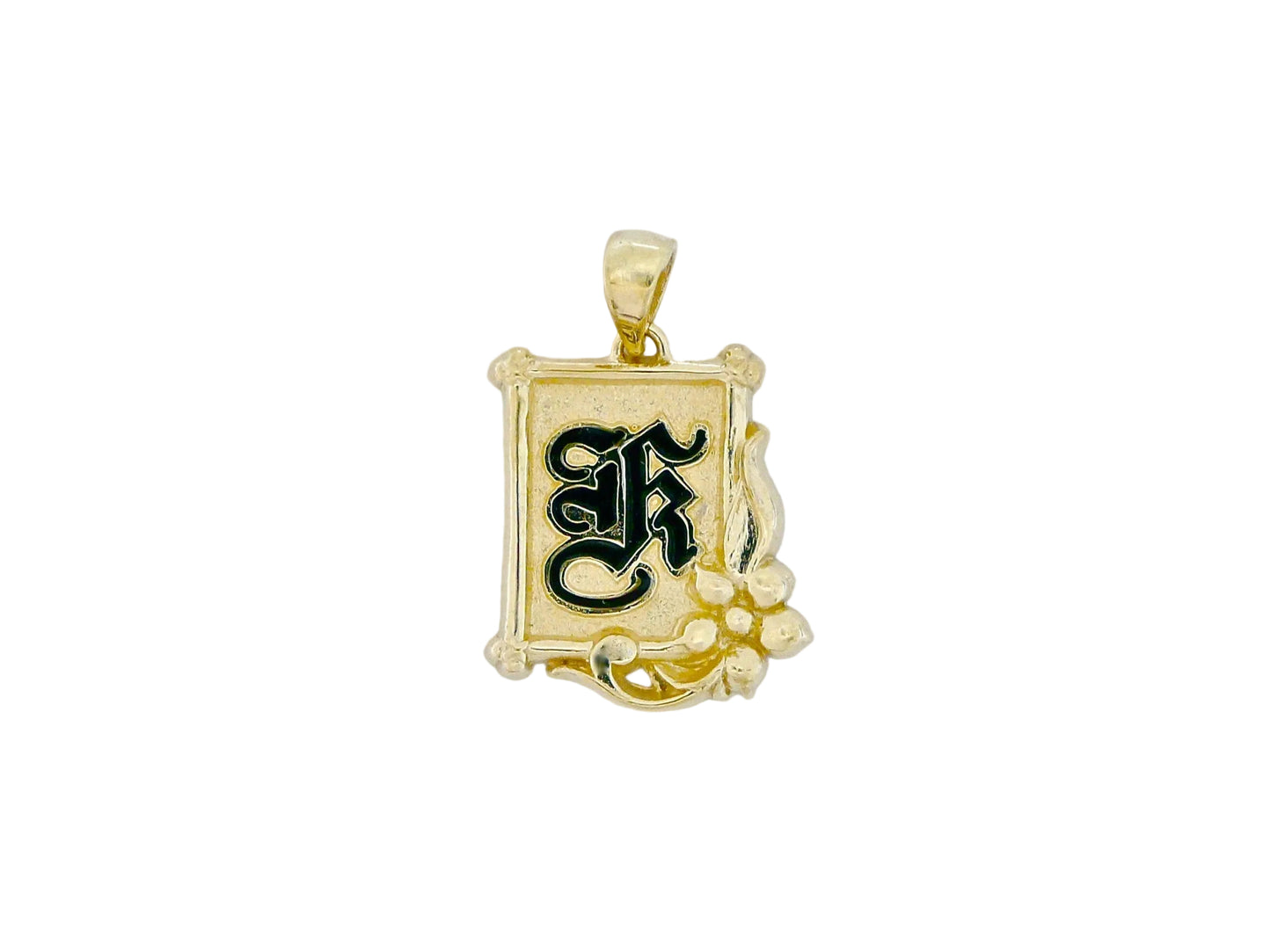 14K Wood Frame Pendant w/Init — Hawaiian jewelry from Ashley's Gift Shop