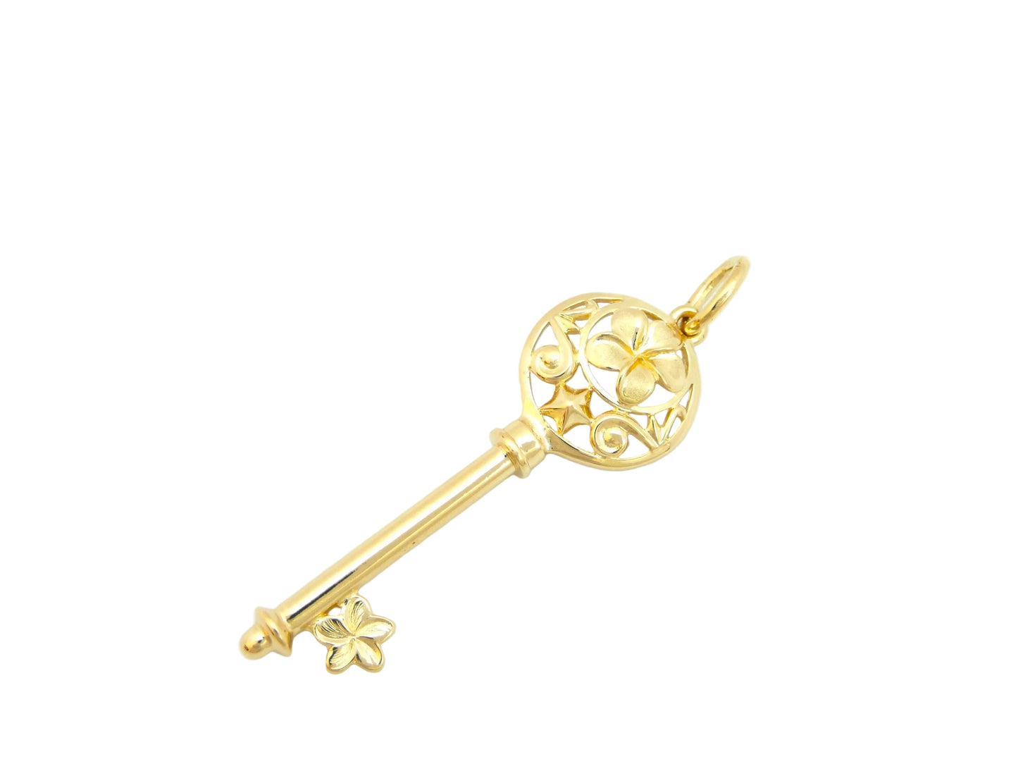 14K Key Plumeria Round Sm. PL — Hawaiian jewelry from Ashley's Gift Shop