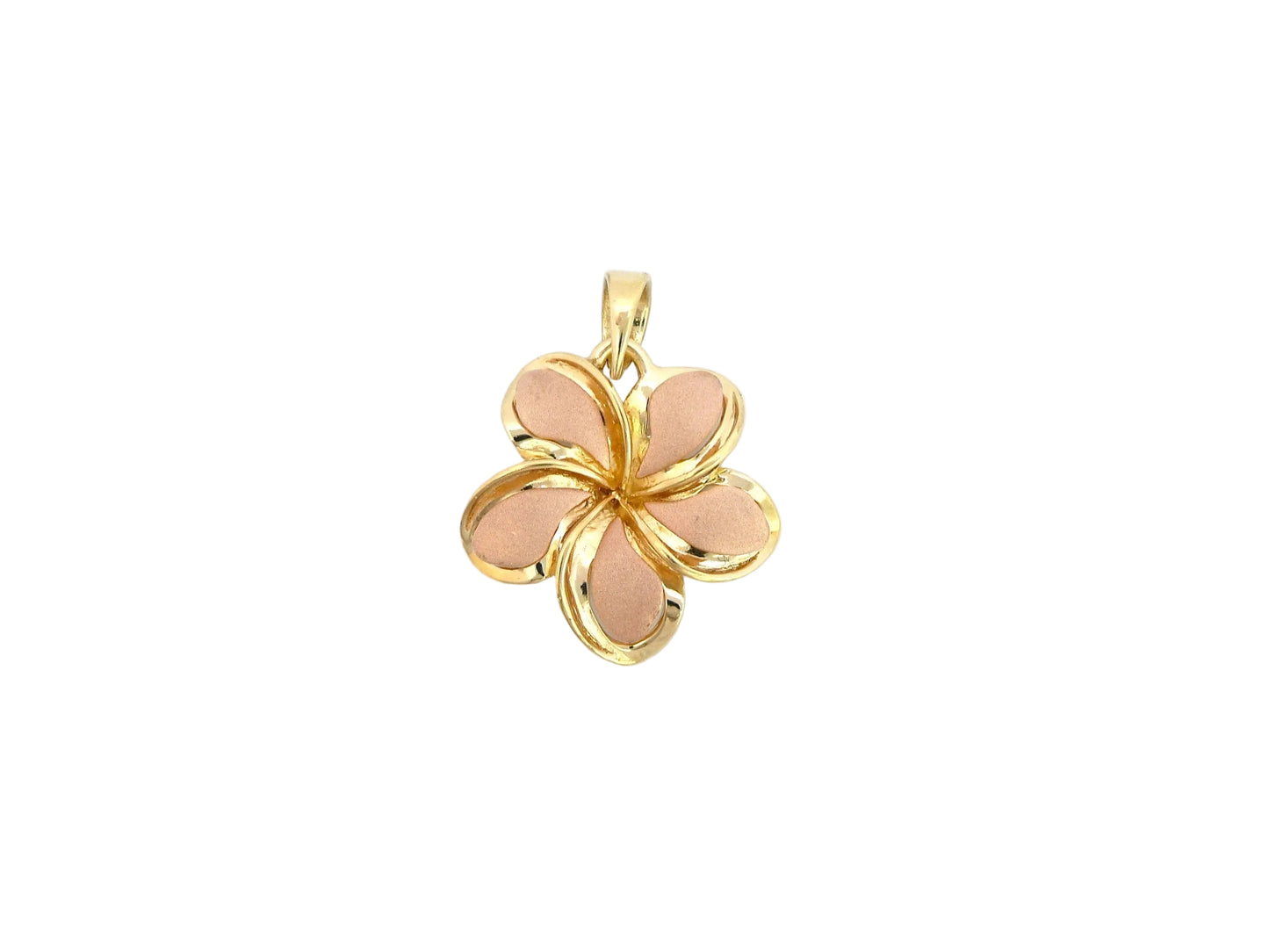 14K Two Tone Plumeria #5 Pendant R/Y — Hawaiian jewelry from Ashley's Gift Shop