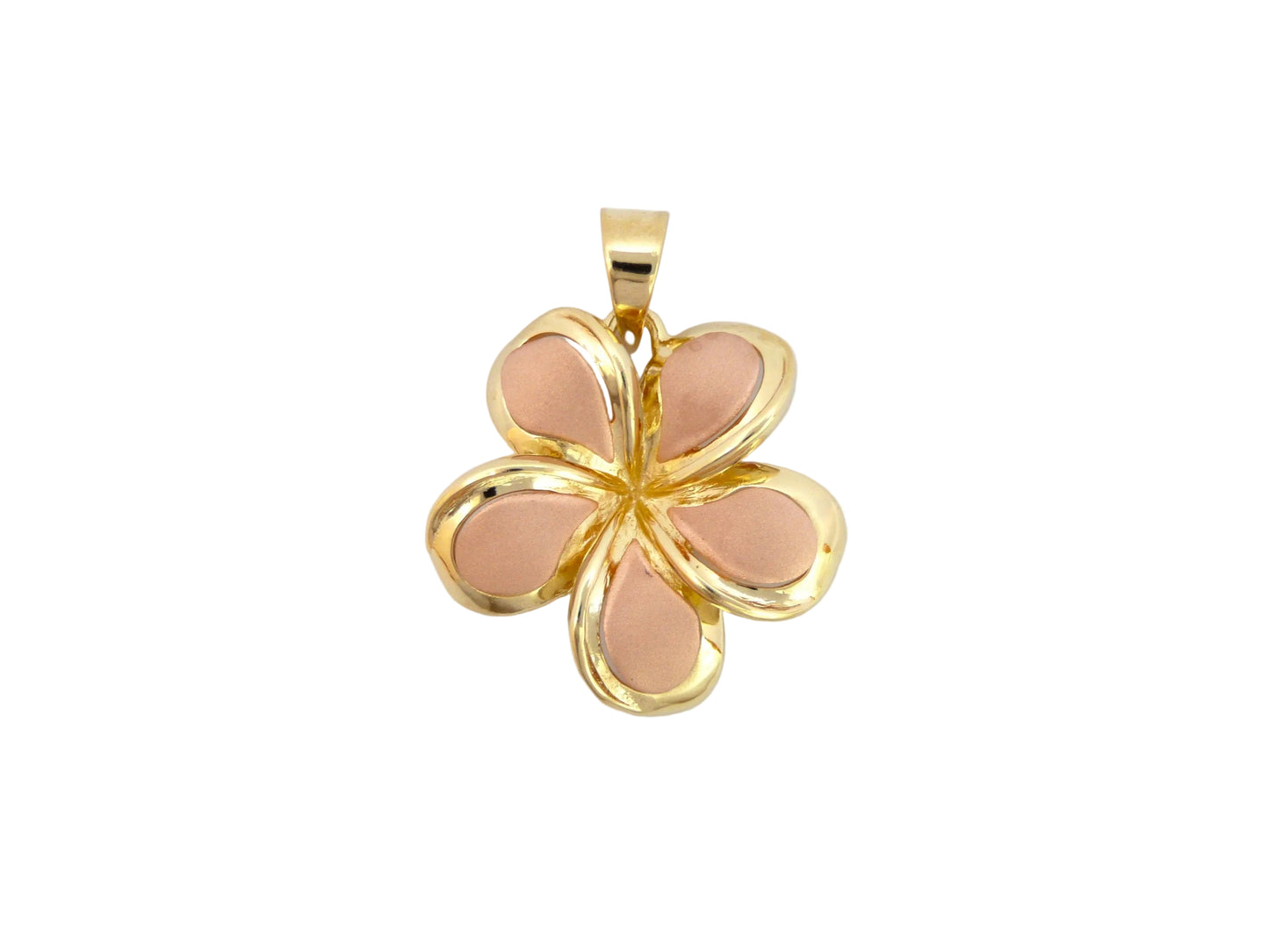 14K Two Tone Plumeria #7 Pendant R/Y — Hawaiian jewelry from Ashley's Gift Shop