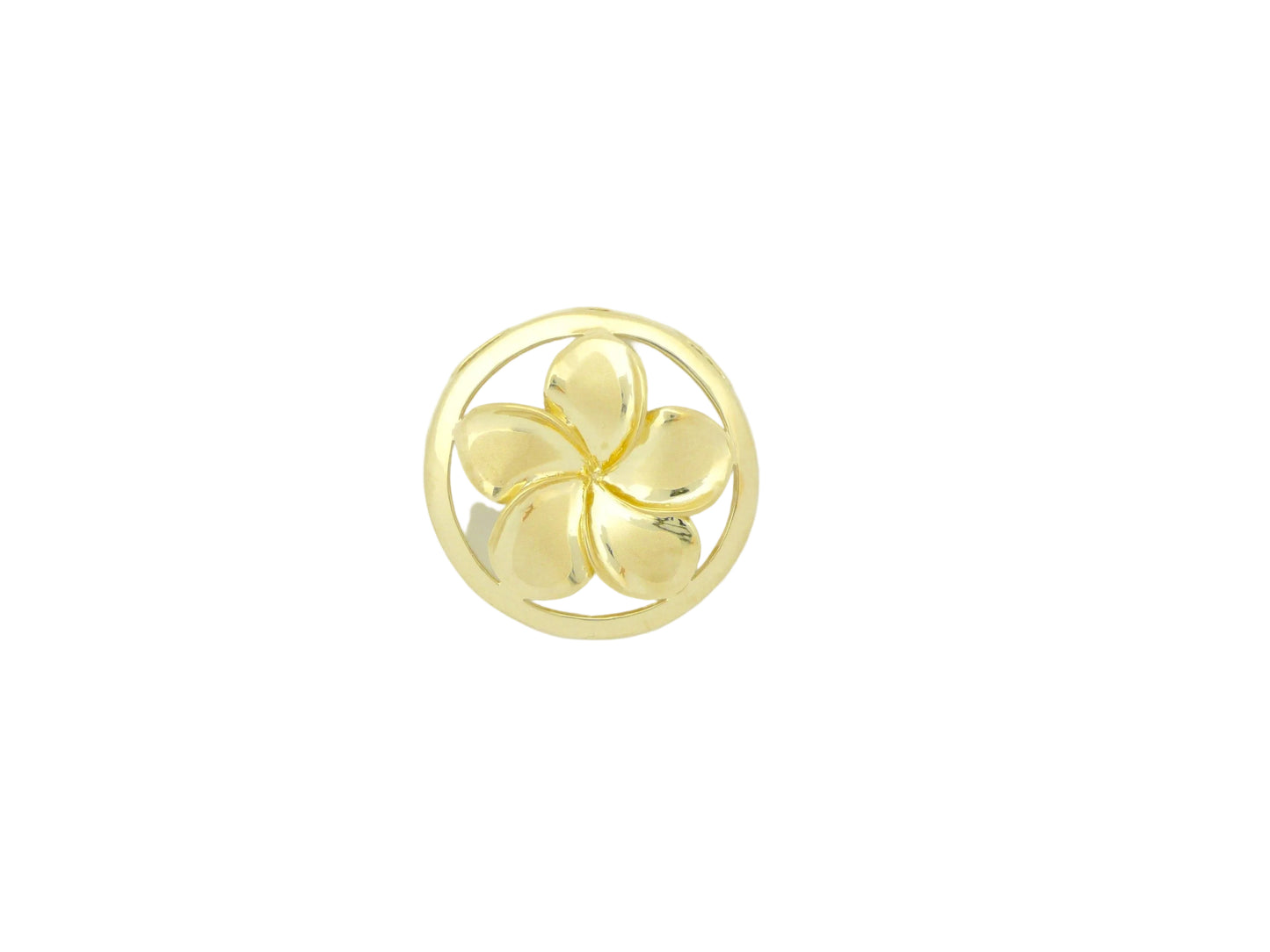 14K #5 Circle Plumeria Pendant PL — Hawaiian jewelry from Ashley's Gift Shop