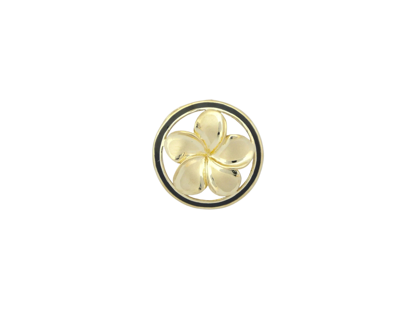 14K #5 Circle Plumeria Pendant BB — Hawaiian jewelry from Ashley's Gift Shop