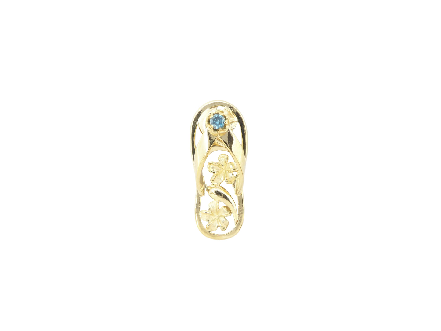 14K SlipperPdC/O PlumLg w/Blue Dia — Hawaiian jewelry from Ashley's Gift Shop