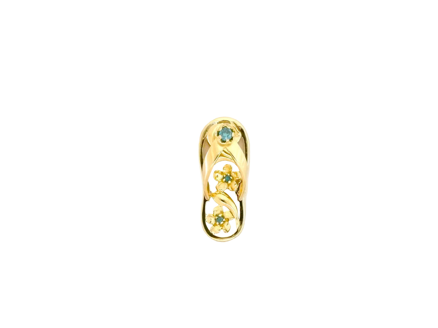 14K SlipperPdC/O PlumLg w/Blue Dia — Hawaiian jewelry from Ashley's Gift Shop
