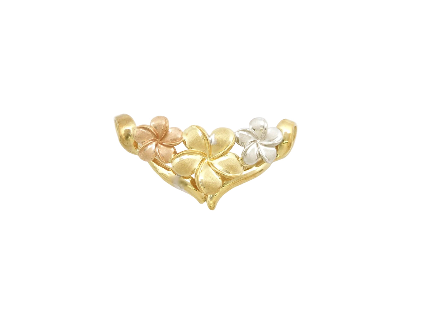 14K Tri-Color 3 Flower Slide Sm — Hawaiian jewelry from Ashley's Gift Shop