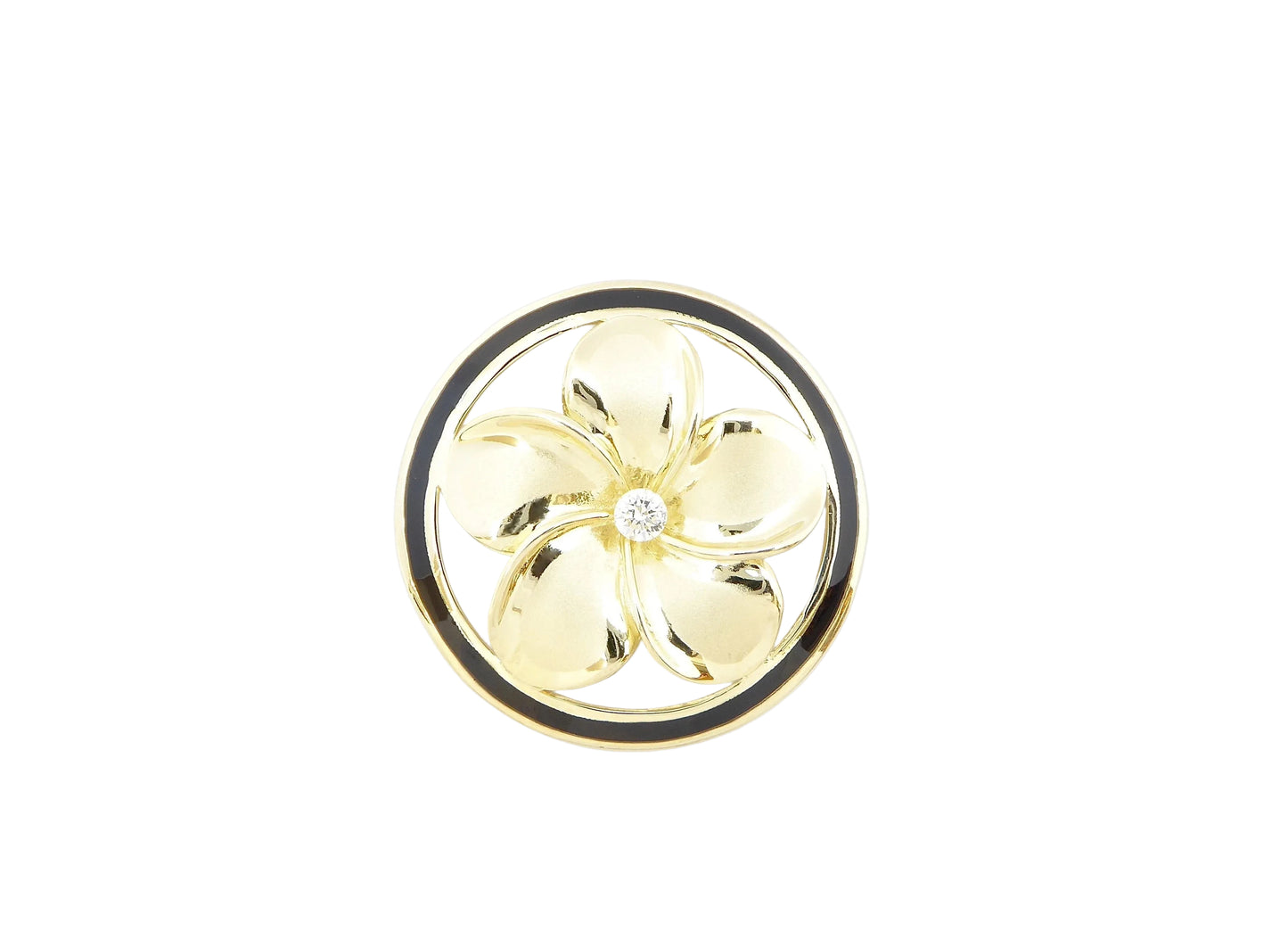 14K #5 Circle Plumeria Pendant BB — Hawaiian jewelry from Ashley's Gift Shop