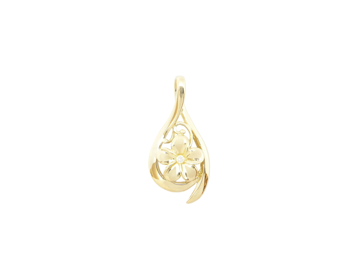 14K Dew Drop #2 Plumeria Pendant PL — Hawaiian jewelry from Ashley's Gift Shop