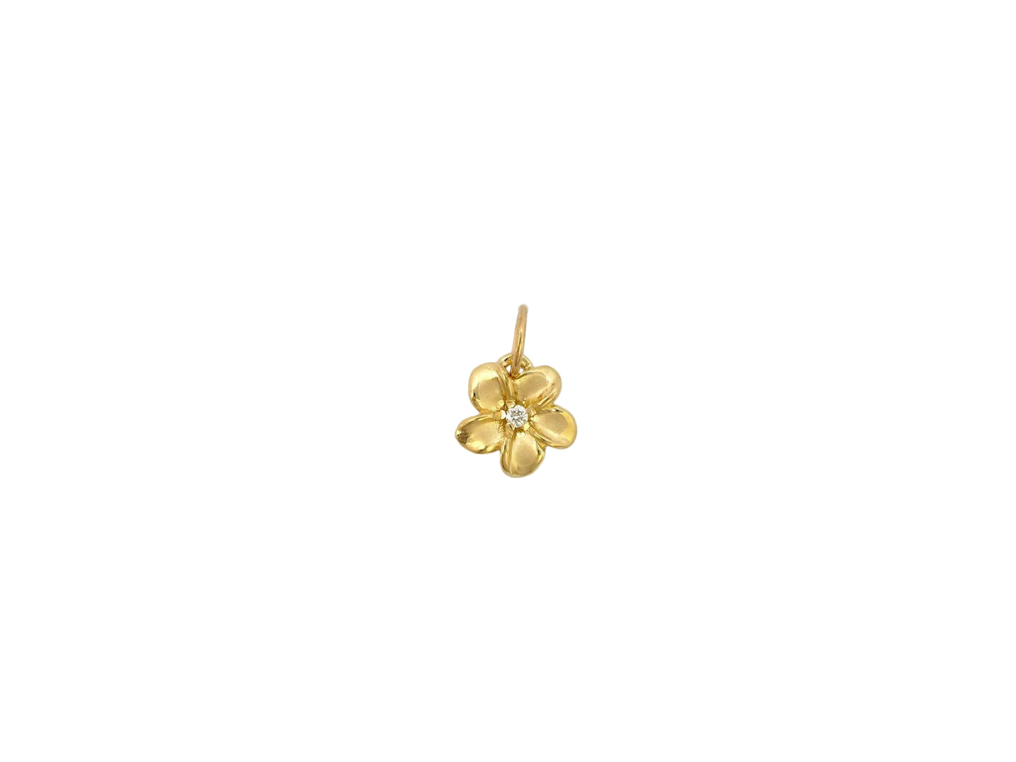 14K Plumeria Pendant #1 w/.02 pt.dia — Hawaiian jewelry from Ashley's Gift Shop