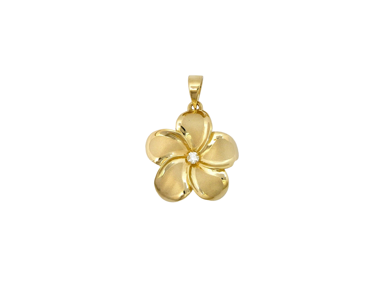 14K Plumeria Pend #5 w/5 pt. diam. — Hawaiian jewelry from Ashley's Gift Shop
