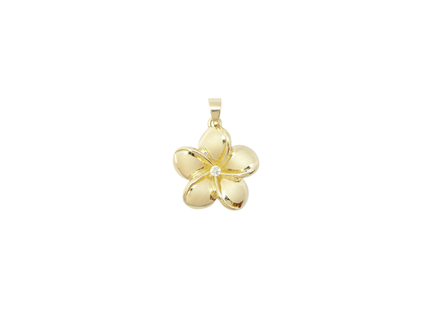 14K Plumeria Pend #6 w/5 pt. diam. — Hawaiian jewelry from Ashley's Gift Shop