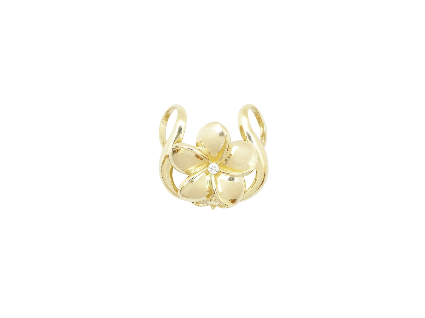 14K Plumeria #6 Slide w/5 pt. diam — Hawaiian jewelry from Ashley's Gift Shop
