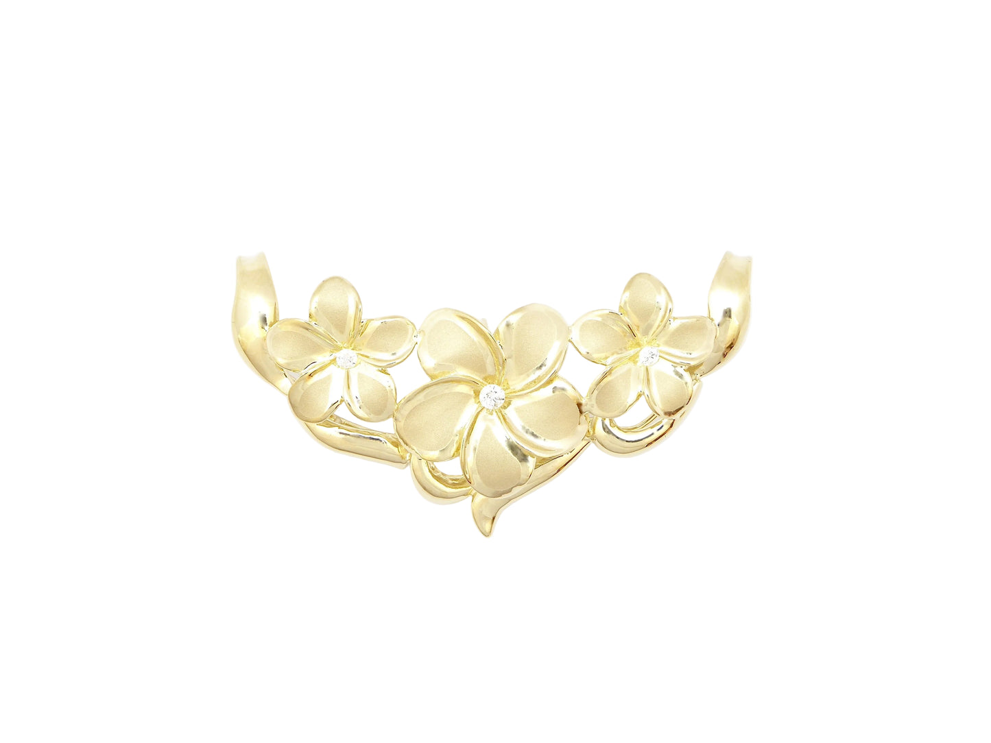 14K 3 Flower Slide Lg w/diamond — Hawaiian jewelry from Ashley's Gift Shop