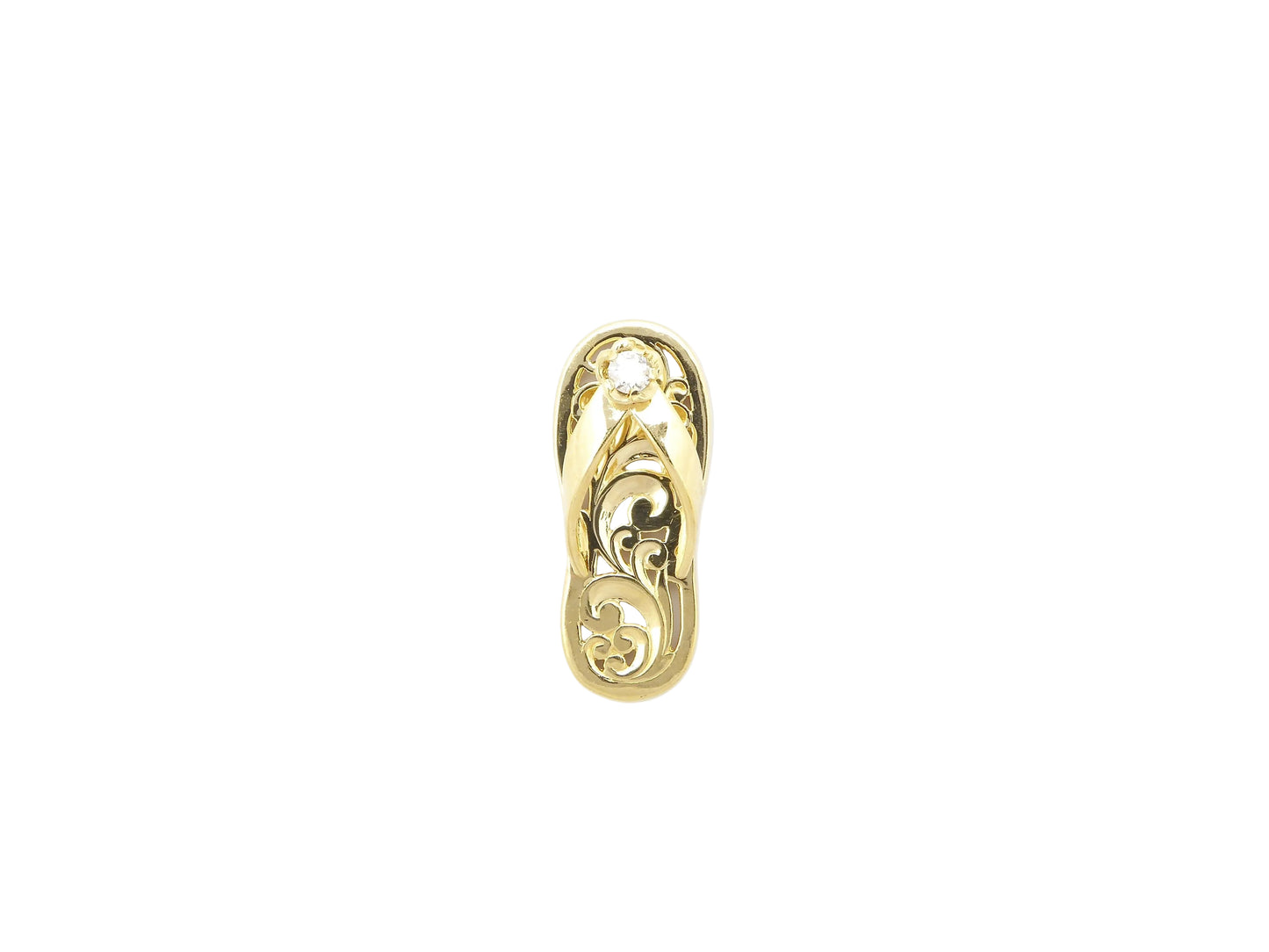 14K Slipper Pend C/O Lg w/5pt diam — Hawaiian jewelry from Ashley's Gift Shop