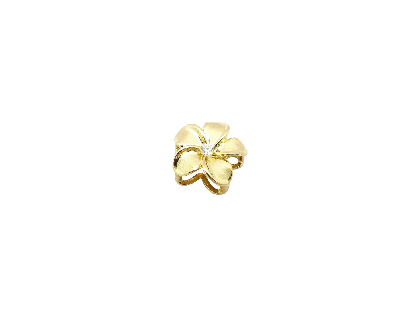 14K Plumeria Drop #3 w/3 pt.diamond — Hawaiian jewelry from Ashley's Gift Shop
