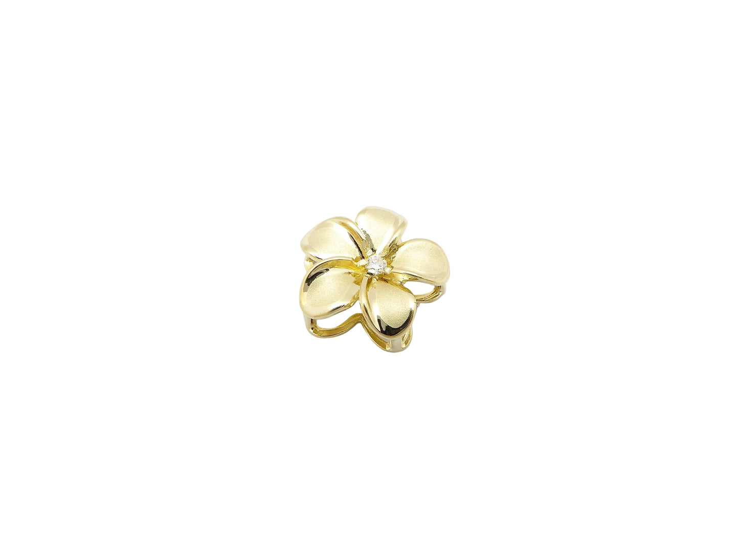 14K Plumeria Drop #4 w/3 pt.diamond — Hawaiian jewelry from Ashley's Gift Shop