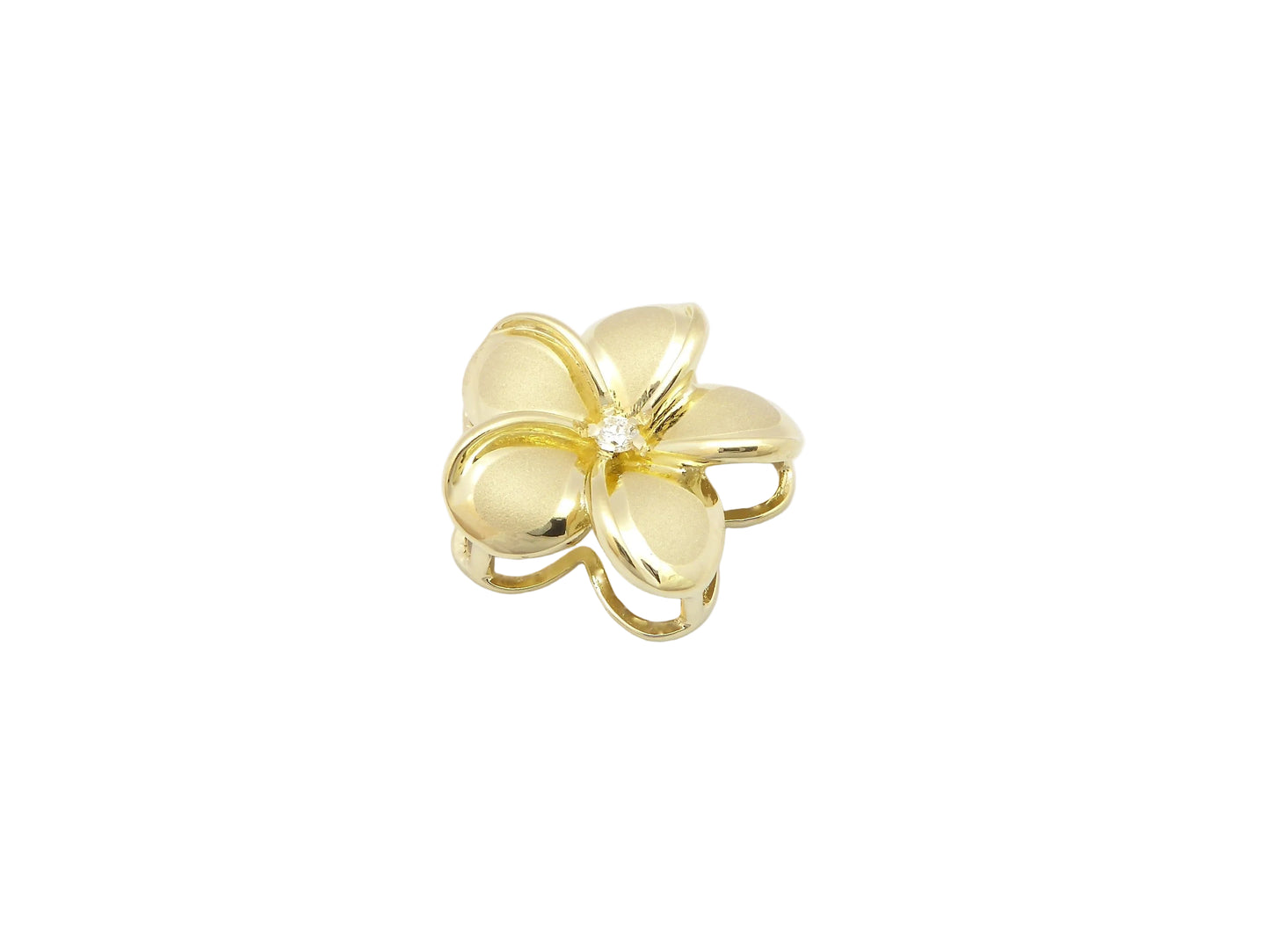 14K Plumeria Drop #6 w/5 pt.diamond — Hawaiian jewelry from Ashley's Gift Shop
