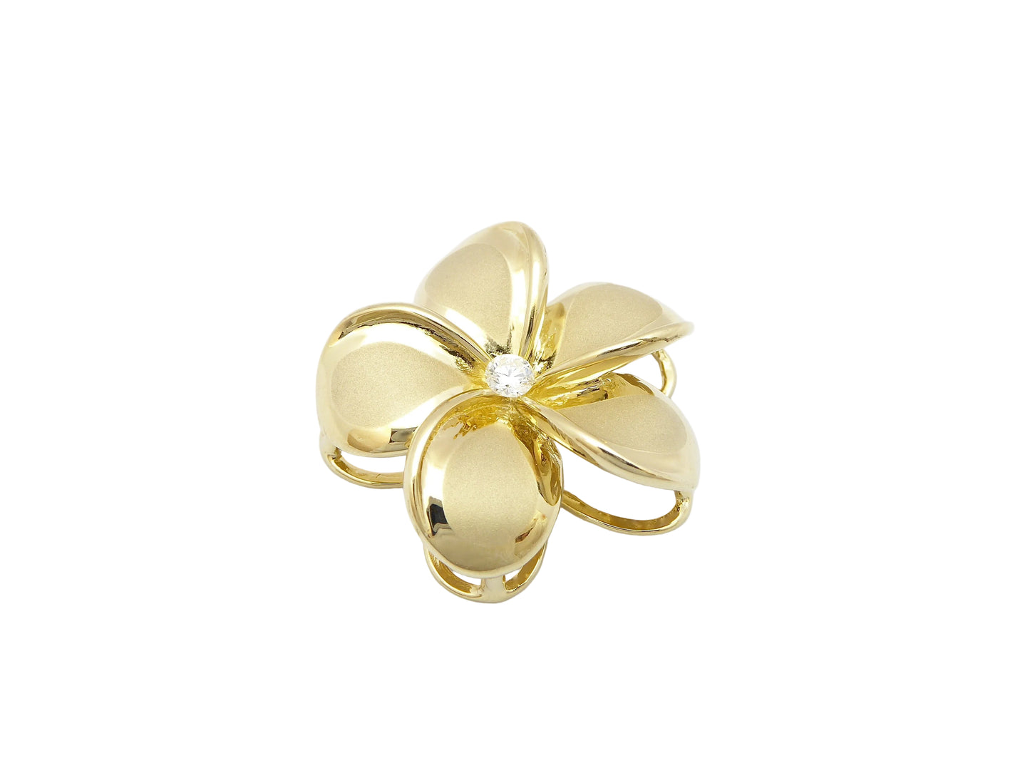 14K Plumeria Drop #7 w/10 pt.diamond — Hawaiian jewelry from Ashley's Gift Shop