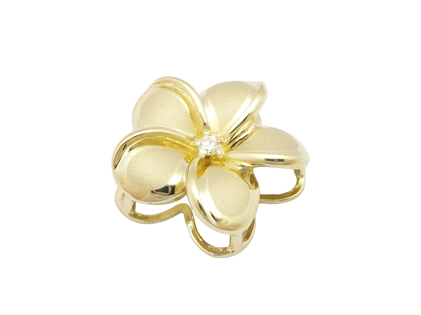 14K Plumeria Drop #8 w/20 pt.diamond — Hawaiian jewelry from Ashley's Gift Shop