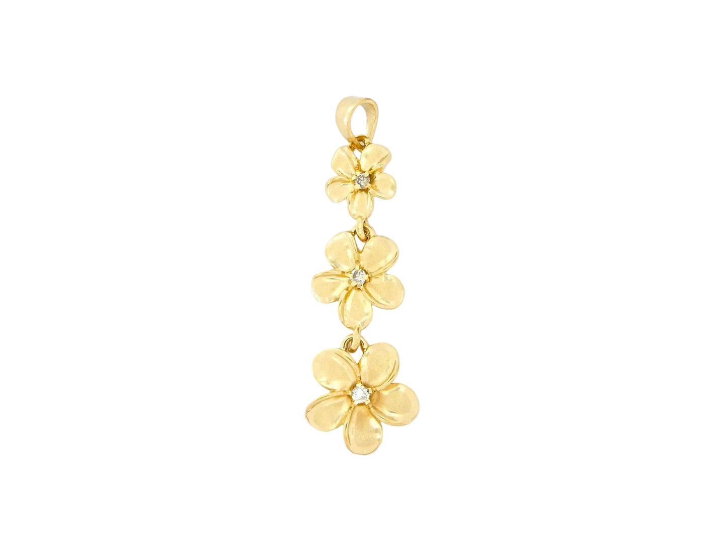 14K Plumeria #123 Pendant w/7 pt.tw dia — Hawaiian jewelry from Ashley's Gift Shop