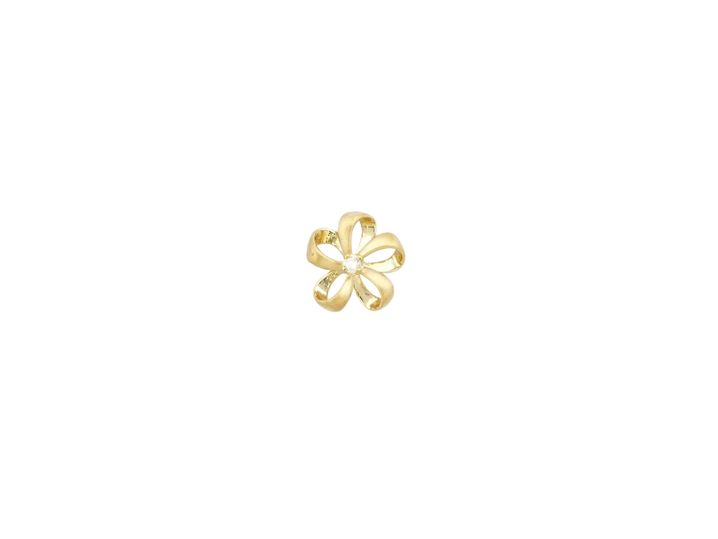 14K Ribbon Plumeria Pendant Sm. W/Dia — Hawaiian jewelry from Ashley's Gift Shop