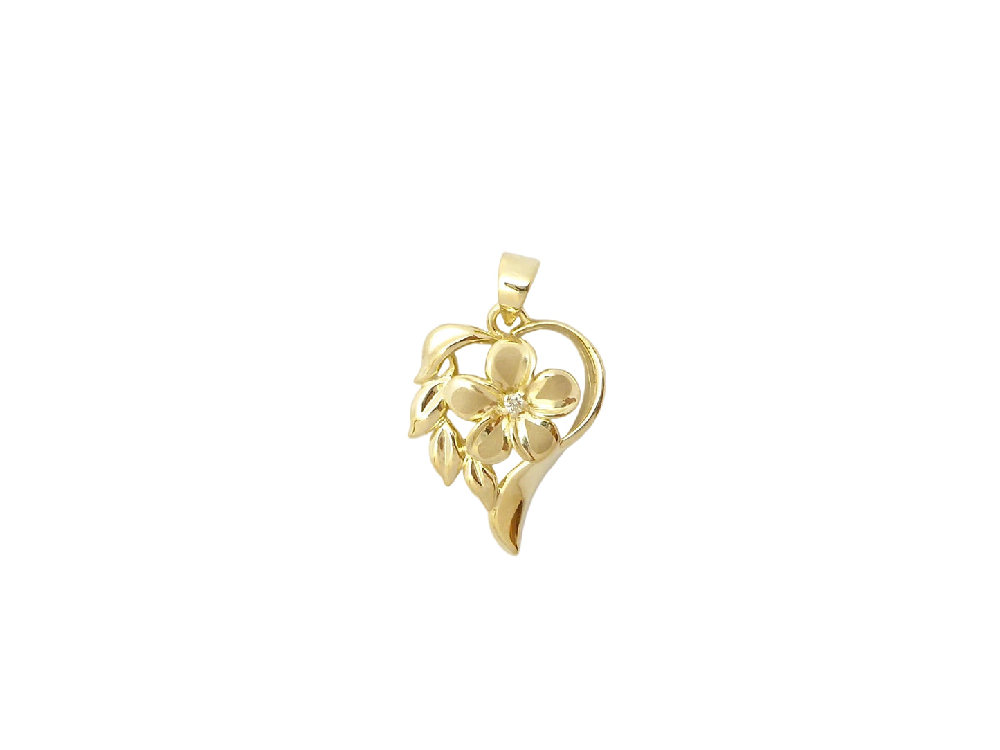 14K Heart Maile with Diamond — Hawaiian jewelry from Ashley's Gift Shop