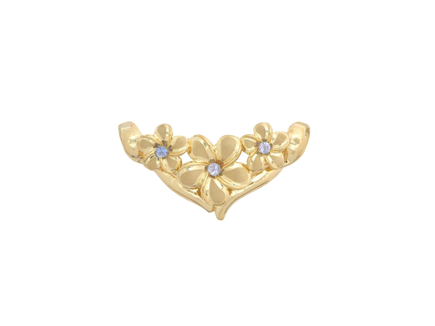 14K 3 Flower Slide Sm w/Tanzanite — Hawaiian jewelry from Ashley's Gift Shop