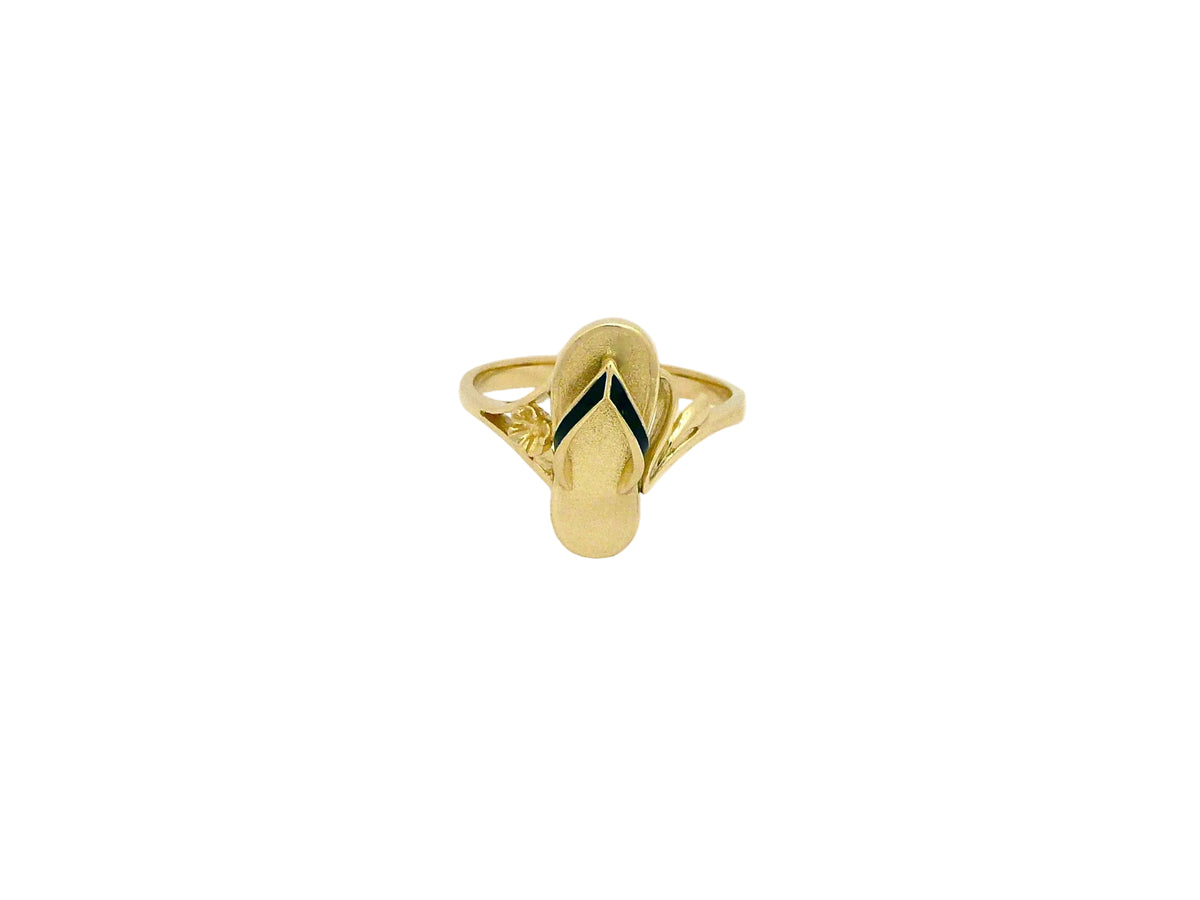 Hawaiian 14K Gold slipper ring in size 7 with a smooth, polished finish, featuring a delicate design.
