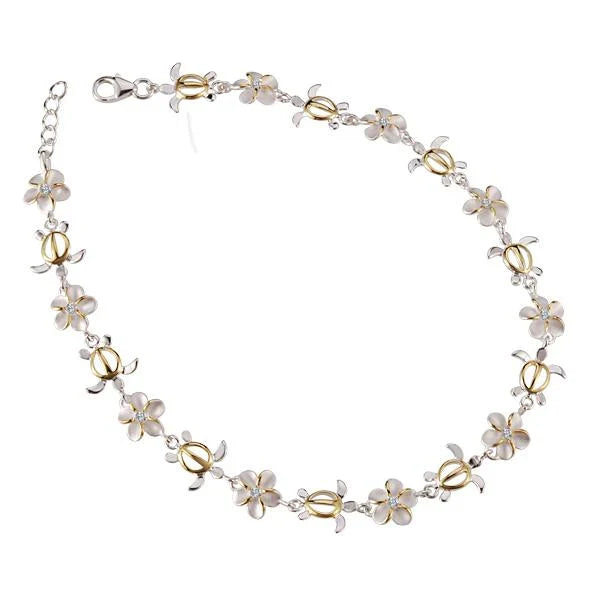 (S) Plumeria Lei YG Plated Ring