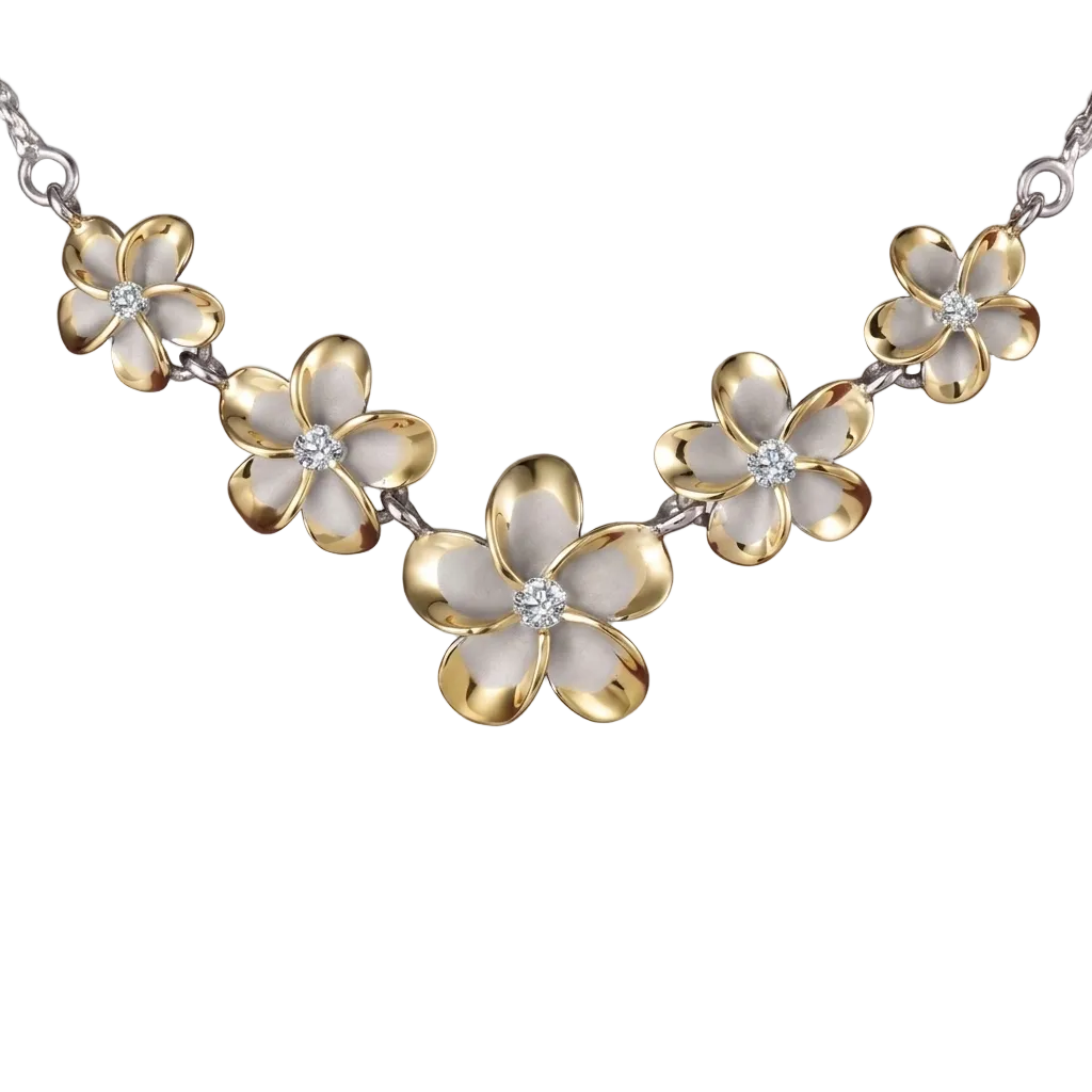 Rhoidum Plumeria 2T YG Rope Necklace - 10~15mm — 925 Sterling Silver Hawaiian jewelry from Ashley's Gift Shop