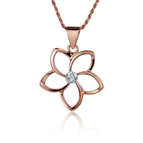 Floating Plumeria CZ PG Pendant - 22mm image 0