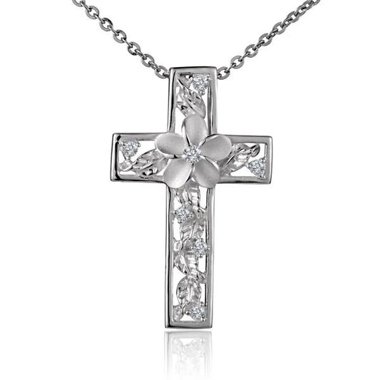 Plumeria Leaf Cross Pendant image 0