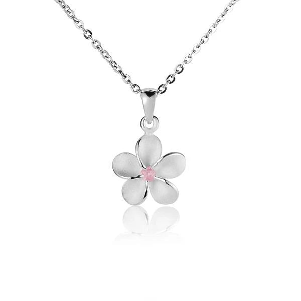 S/Blasted Plumeria Pink CZ Pendant - 12mm image 0