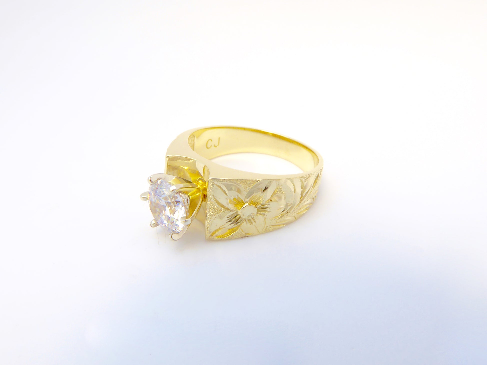 French MTG#0001 Low Ring w/ 1 ct CZ image 0