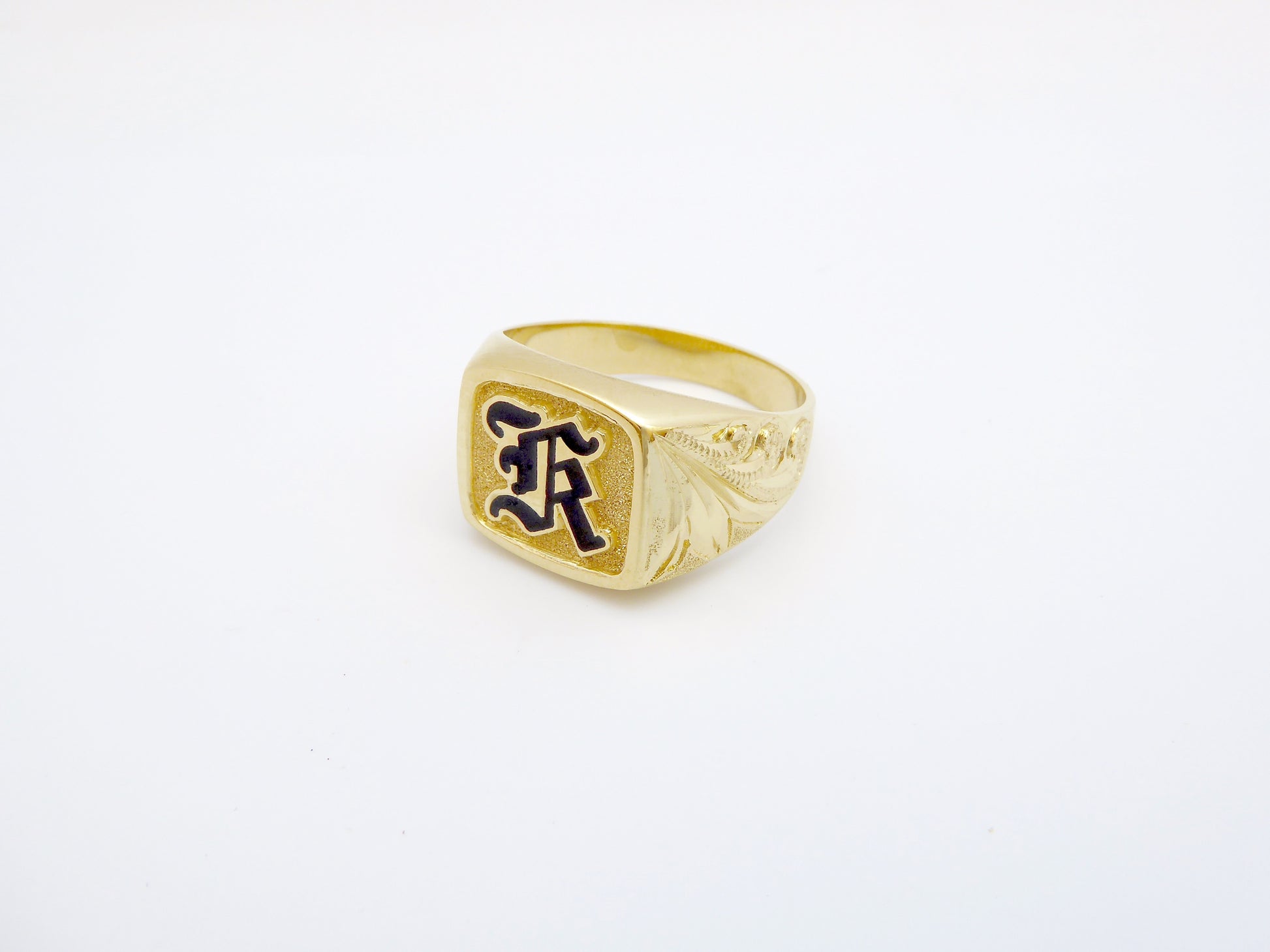 Men's Round R/E Letter Ring #0018 image 0