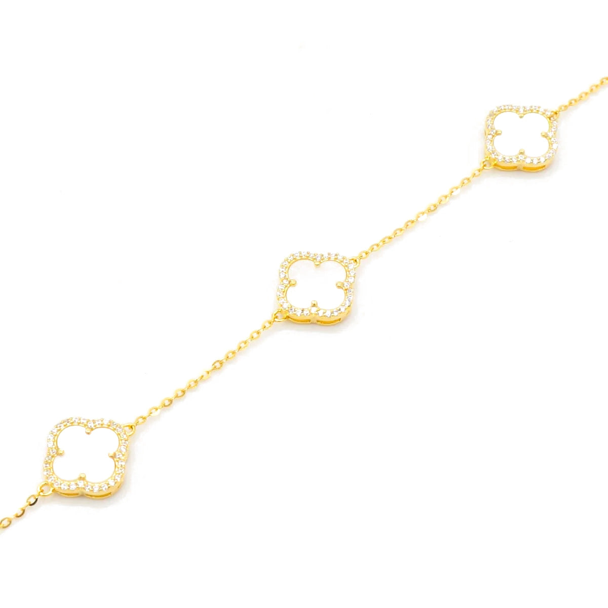 925 Silver CZ Three Clover Bracelet - 10mm