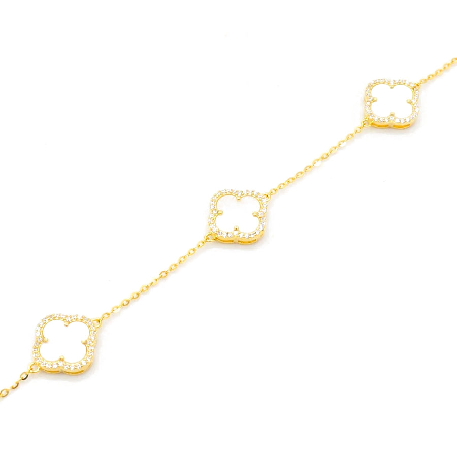 925 Silver CZ Three Clover Bracelet - 10mm