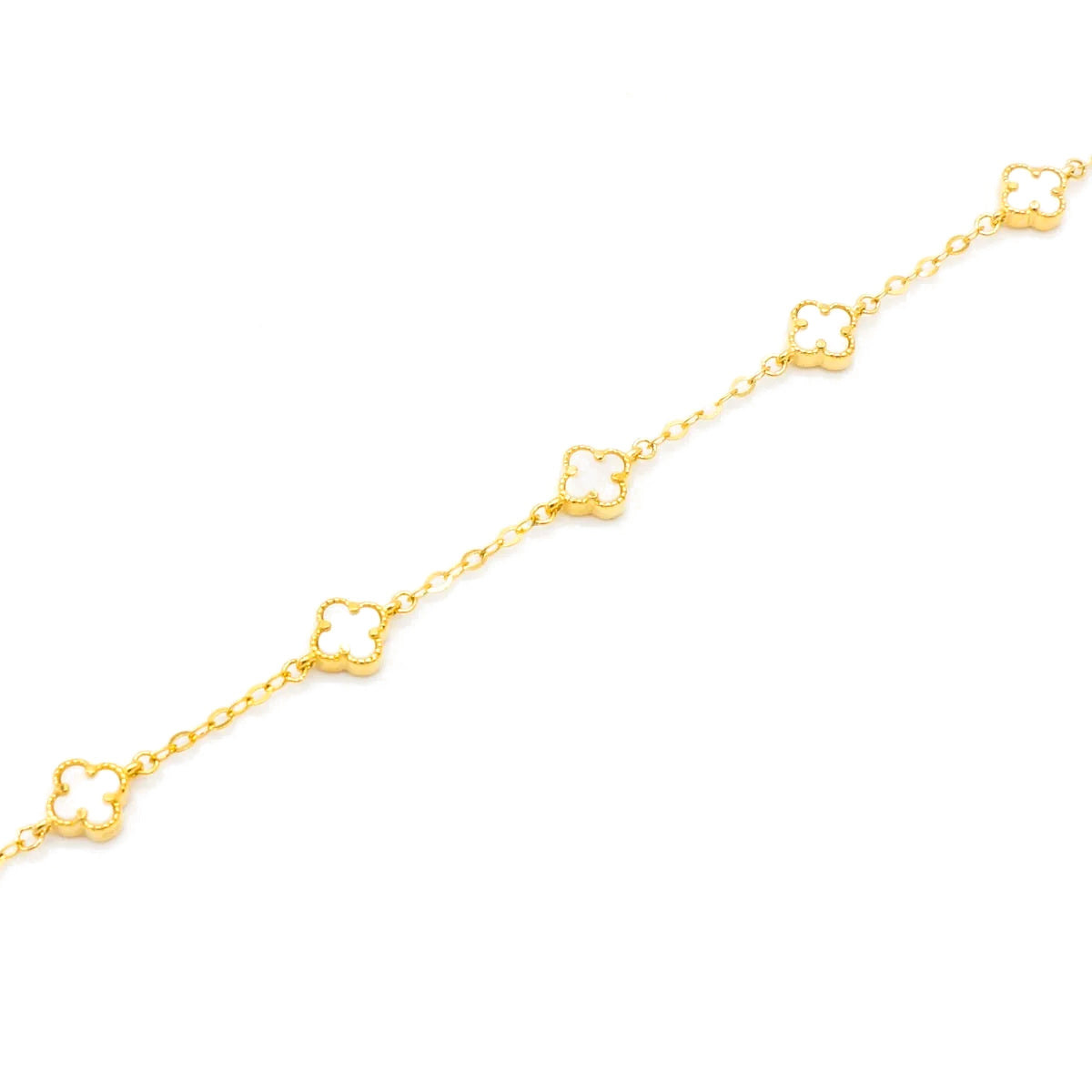 925 Silver MOP CZ Five Clover Bracelet  - 6mm