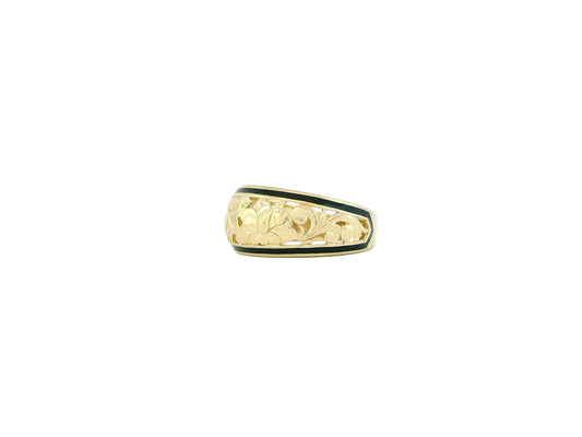 Hawaiian 14K Gold black ring with a 10mm width, featuring a sleek and modern design.