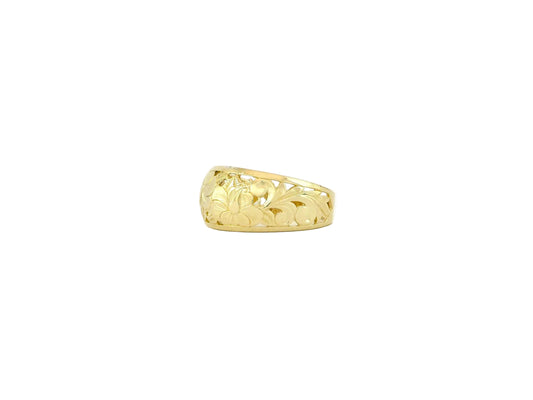 Hawaiian 14K Gold plain ring with a 10mm width.