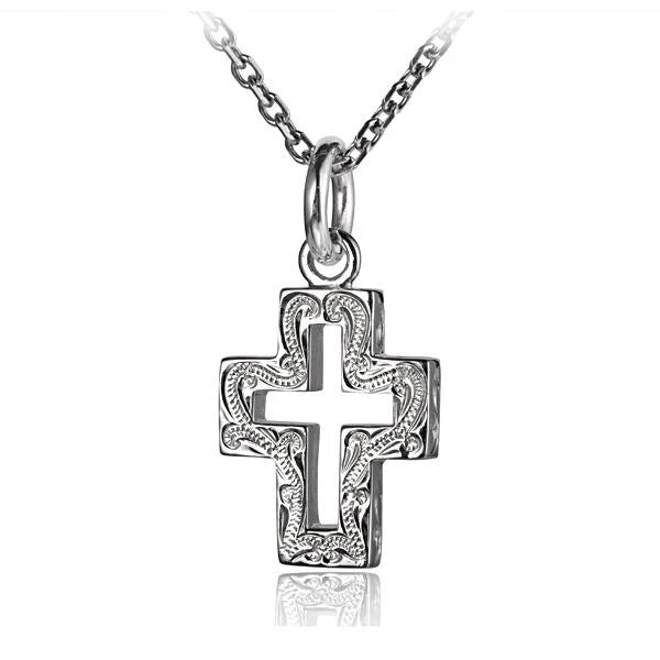 Scroll Hollow Cross Pendant image 0