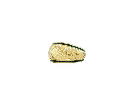 Hawaiian 14K Gold black ring, 12mm width.
