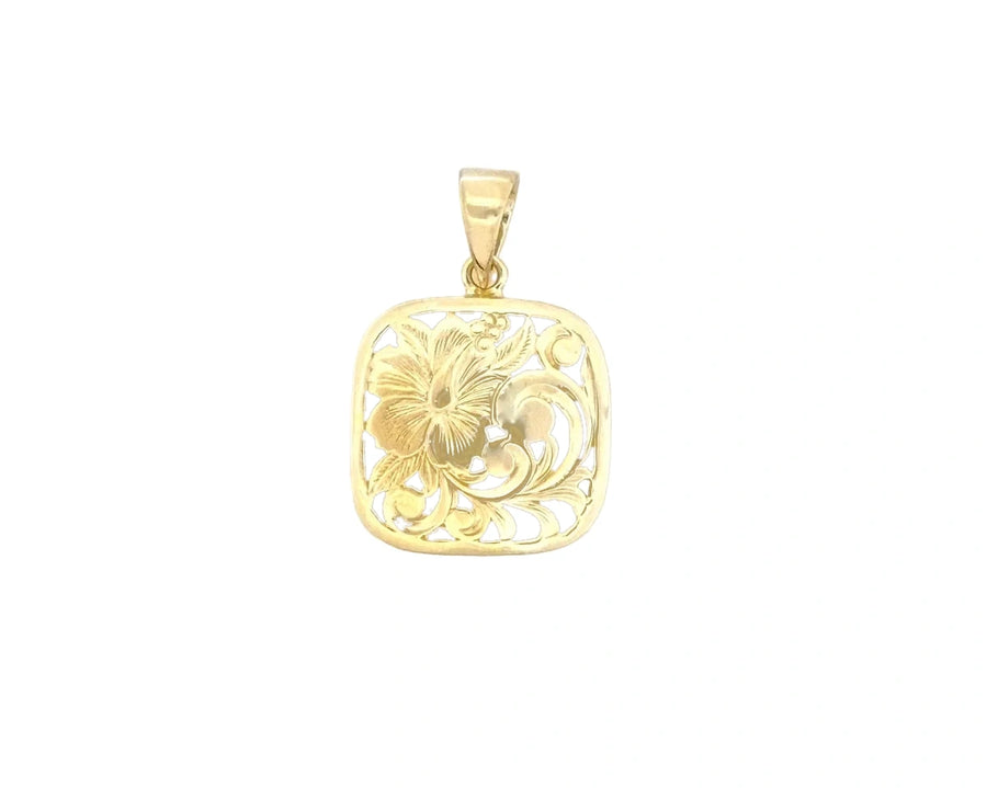Hawaiian 14K Gold small plain 14K gold Puanani pendant featuring a simple, elegant design.