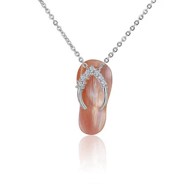Plumeria 7CZ Shell Slipper Pendant image 0