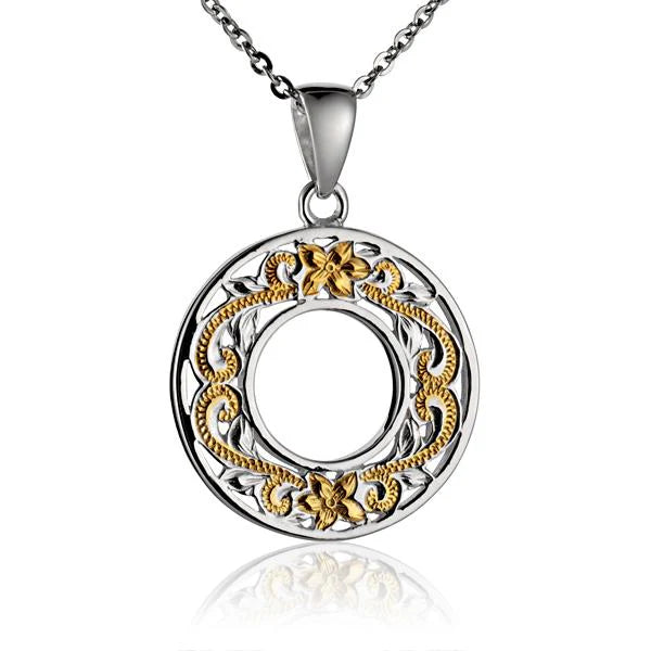 Circle S/T Scroll YG 2T Pendant image 0