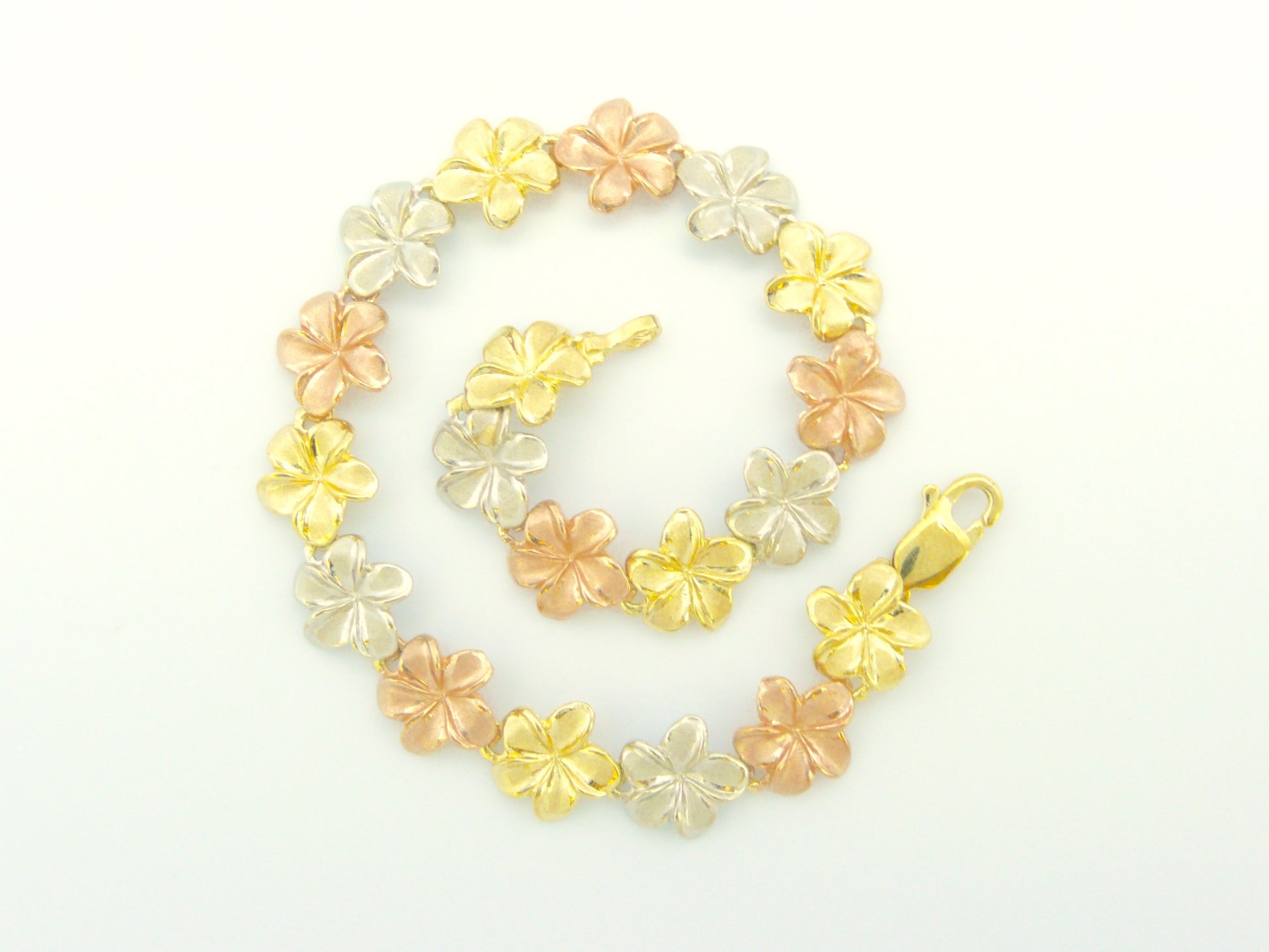Tri-Color Plumeria Link Bracelet #1 image 0